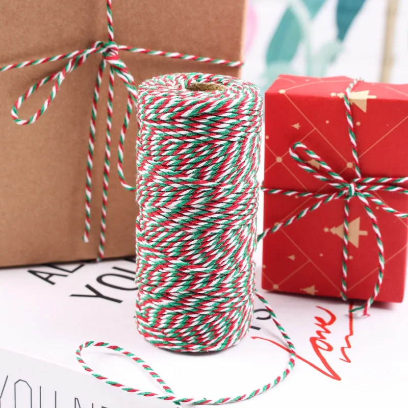 

1 шт., рождественская красная, белая, зеленая упаковка, хлопковая веревка, магазин рождественских вечеринок, подарочная упаковка, сделай сам, декоративная бирка, веревка, упаковочная веревка