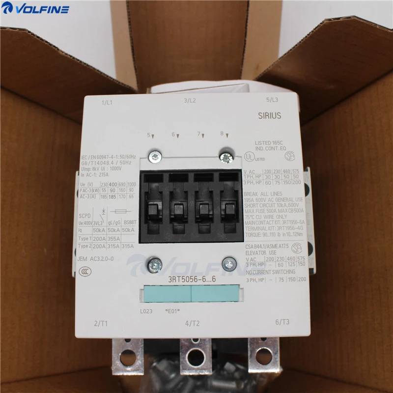 New contactor AC DC 220-240V AC 3 185A 400V 90KW 3RT5056-6AP36