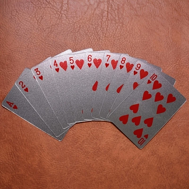 Silver Playing Cards - Thickened Hard Structure - It's Suitable for People of All Ages, Double-Sided Anti-Slip Texture Design, S