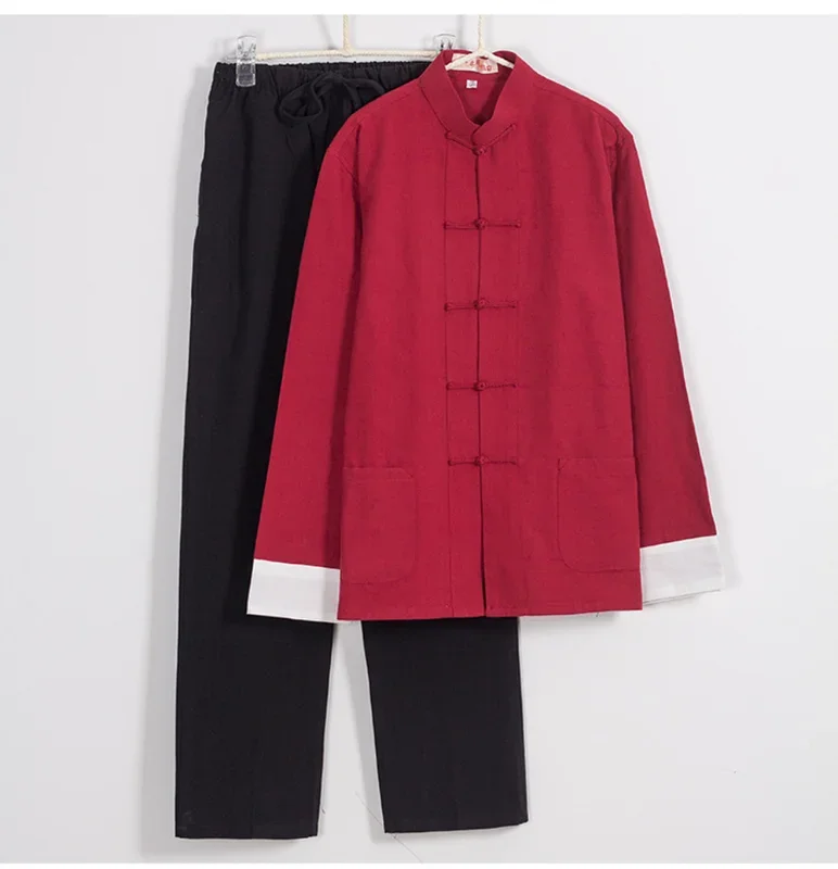 

Kung Fu Tai Chi Uniform Oriental Fashion Clothing Sets Traditional Chinese Style Men Cotton Linen Tops Pants Hanfu Tang Suit