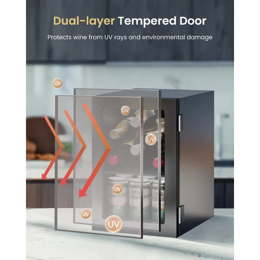 ثلاجة تبريد المشروبات - ثلاجة مشروبات صغيرة 24 علبة مع تحكم في درجة الحرارة لمشروب مياه الصودا والبيرة وسيلا النبيذ الصغيرة #5