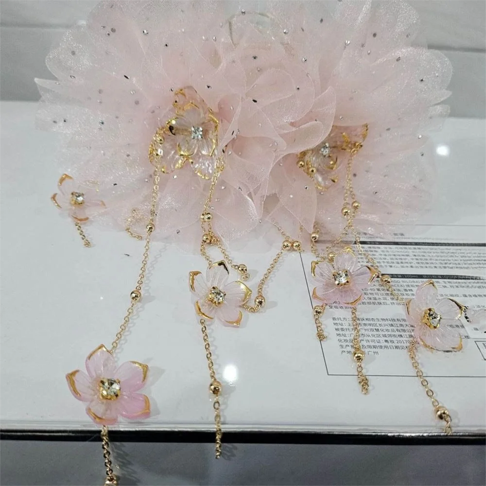 Elegant Lotus Flower Flower Hair Clip Mesh Material Tassels Hair Claw Sequins Plastic Bow Hair Grips Wedding Party