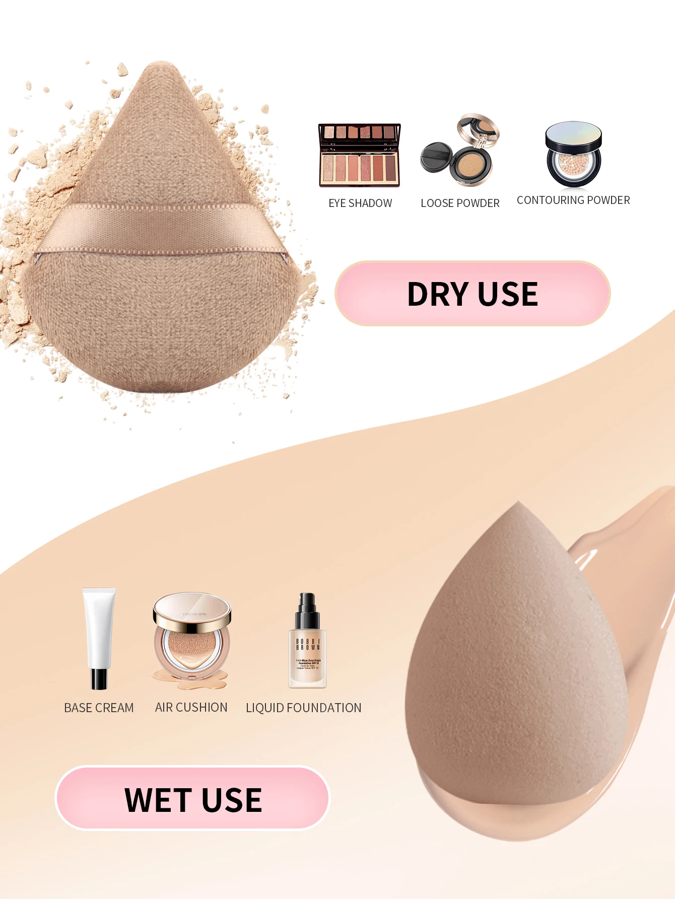 31pcs Makeup Tool Kit Brushes with Wash Bag Multi Style Makeup Powder Puff Value Set Gift for Beginners Female