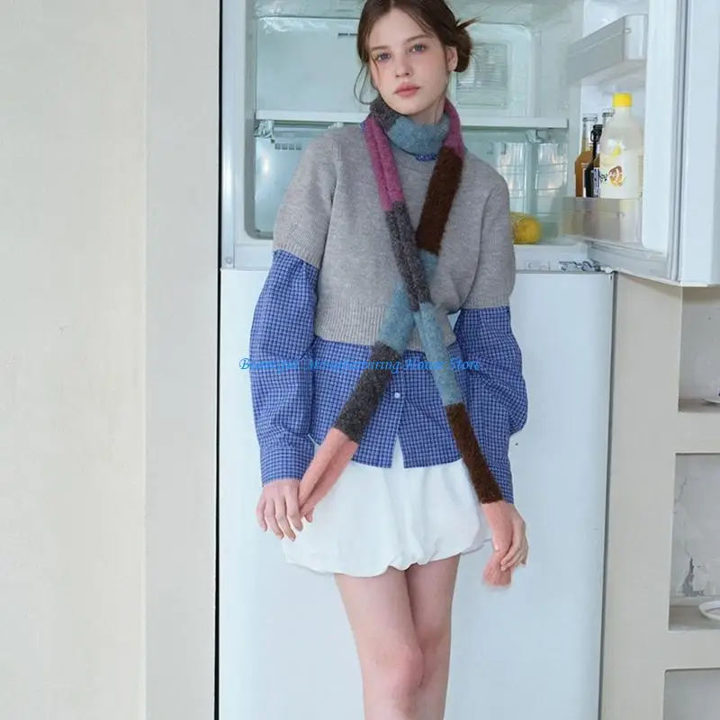

E56A Cold Sophisticated Styles Scarf Skinny Scarf Casual Wear Scarf Hiphop Scarf Enhances Casual Attires