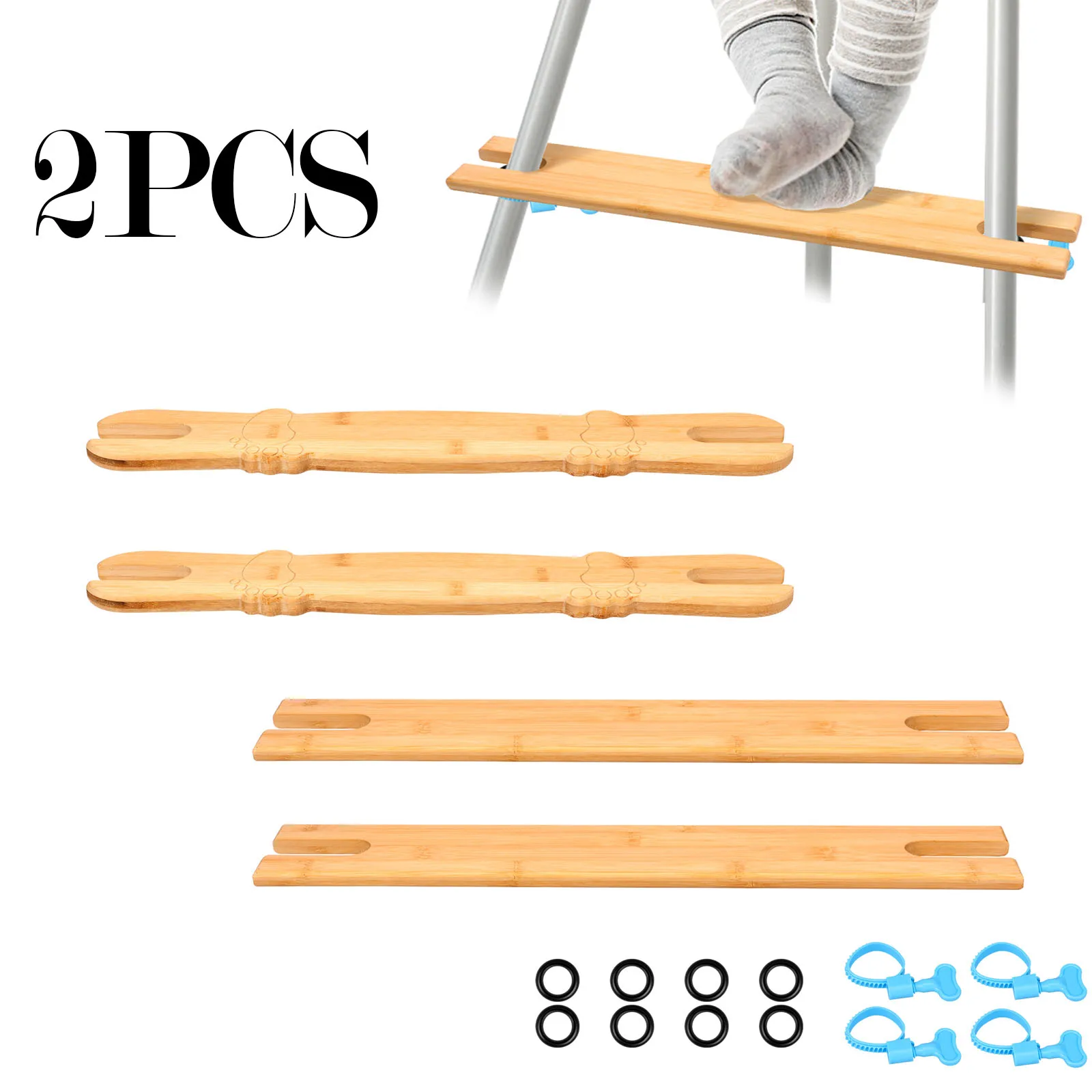 

2Pcs Bamboo Baby High Chair Foot Rest Adjustable Height Easy to Install Non-slip Stable Highchair Accessories Kids Babies Stuff