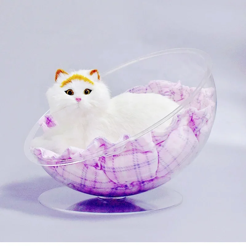 Custom Modern Design Square Clear Acrylic Pet Bed Perspex Bed Round Shape Plastic Pet Beds for cats and dogs