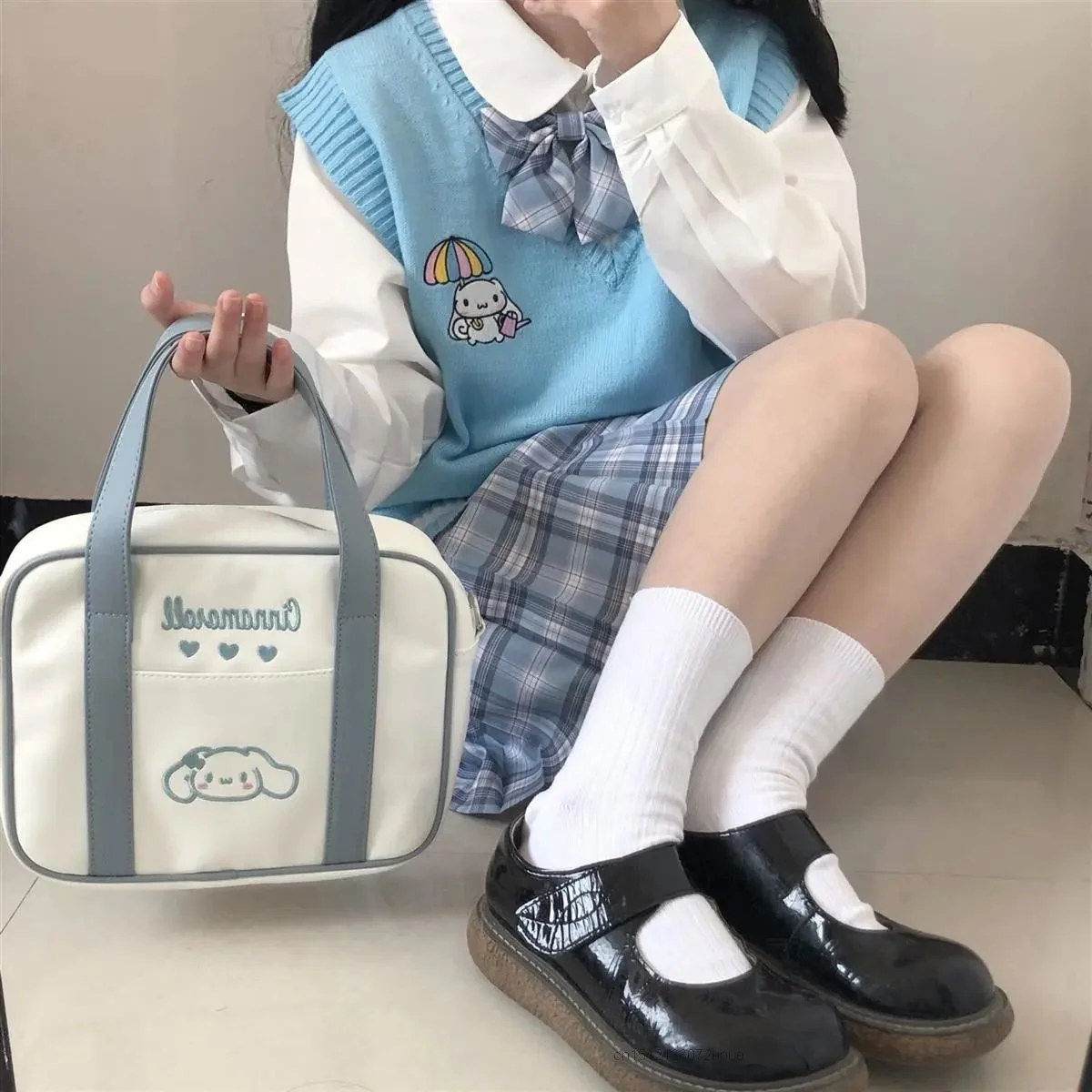 Nhật Bản Hàn Quốc Đại Học Phong Cách Dệt Kim Vest Y2k Top Sanrio Cinnamoroll Kuromi Áo Xuân Hè Hoạt Hình Áo Len Kawaii