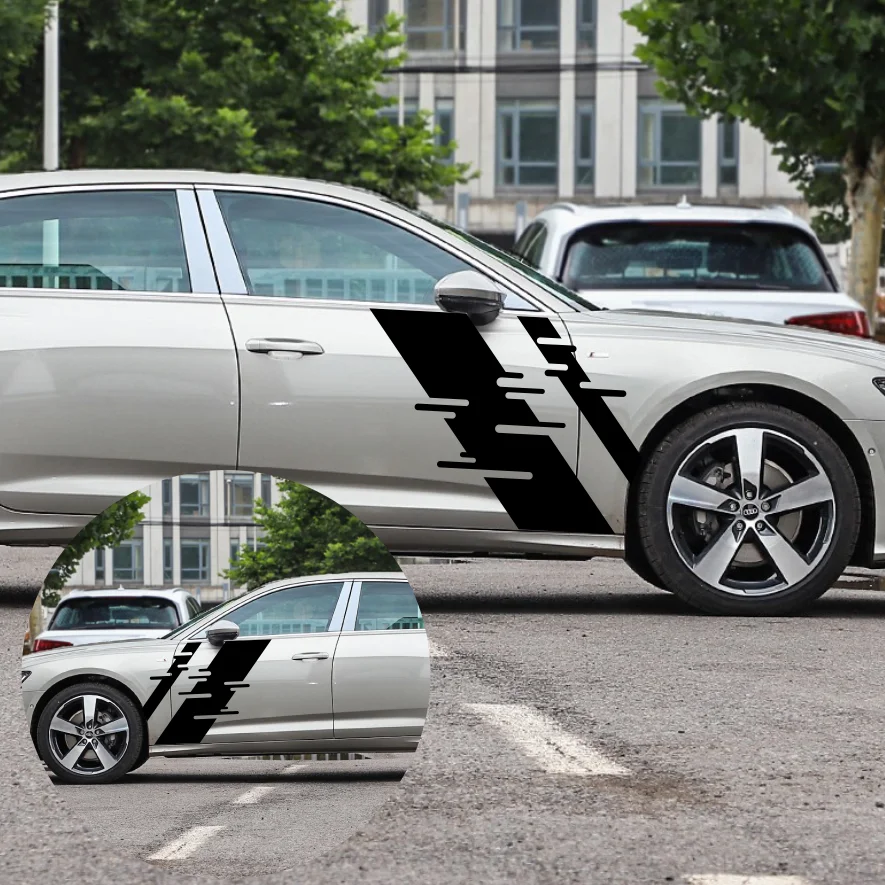 

2PCS Racing Sport Car Sticker Door Personality Graphics Decor Vinyl Decal For Audi A3 30 35 40 45 TFSI E-tron S3 RS3 Accessories