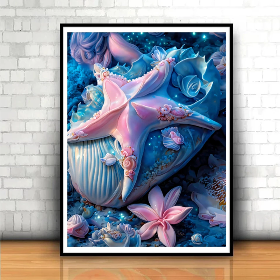 Fantasy Romance Beach 5D Diamond Painting Kits Sea Shell Conch Scenery Diamond Art Embroidery Mosaic Cross Stitch Full Display