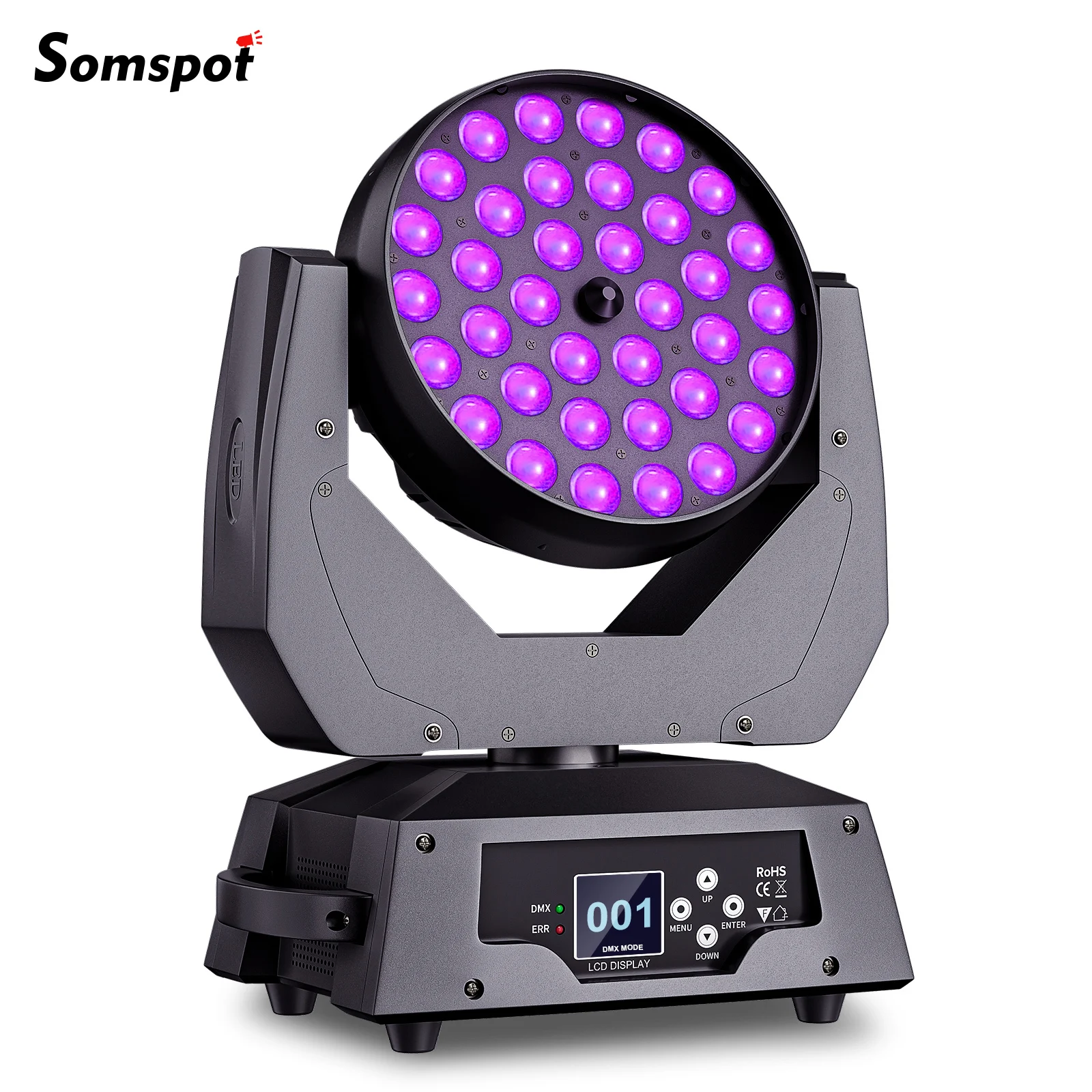 Somspot 36x18W Beam Wash Zoom Moving Head Light Focusing Lights DMX Stage Effect Lighting Projector for Party Concert Theater