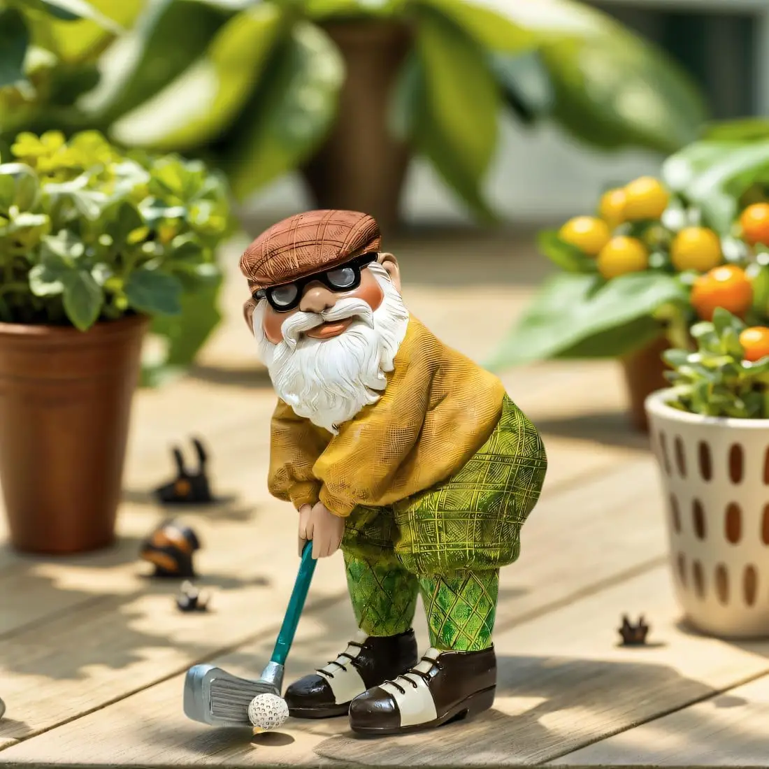 

12CM Golf Dwarf Sculpture Resin Home Garden Decoration Ornaments Statue For Party Room Garden Decor Funny Gift