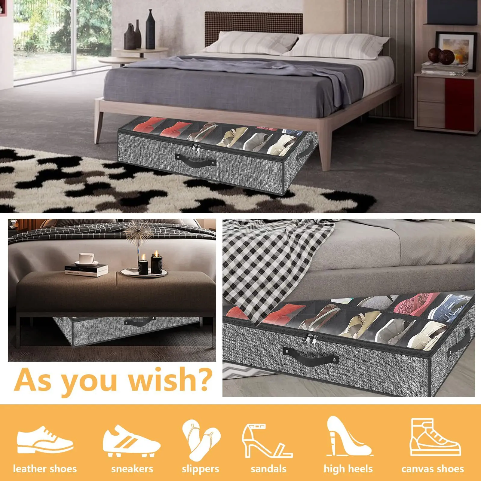 Dust-proof Storage Box, Covered Visual Finishing, Bed Bottom Storage, Foldable Shoe Display Box