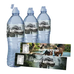 24Pcs Jurassic World Water Bottle Labels Stickers Happy Birthday Party Decor Baby Shower Dinosaurs Theme packing Labels Stickers