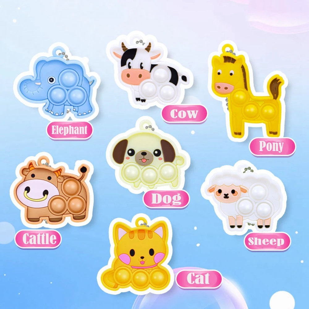 6/7/21개입 어린이 및 성인용 새로운 동물 모양 양 고양이 개 팝잇 장난감 푸시 버블 팝퍼 감각 스트레스 해소 장난감 파티 선물