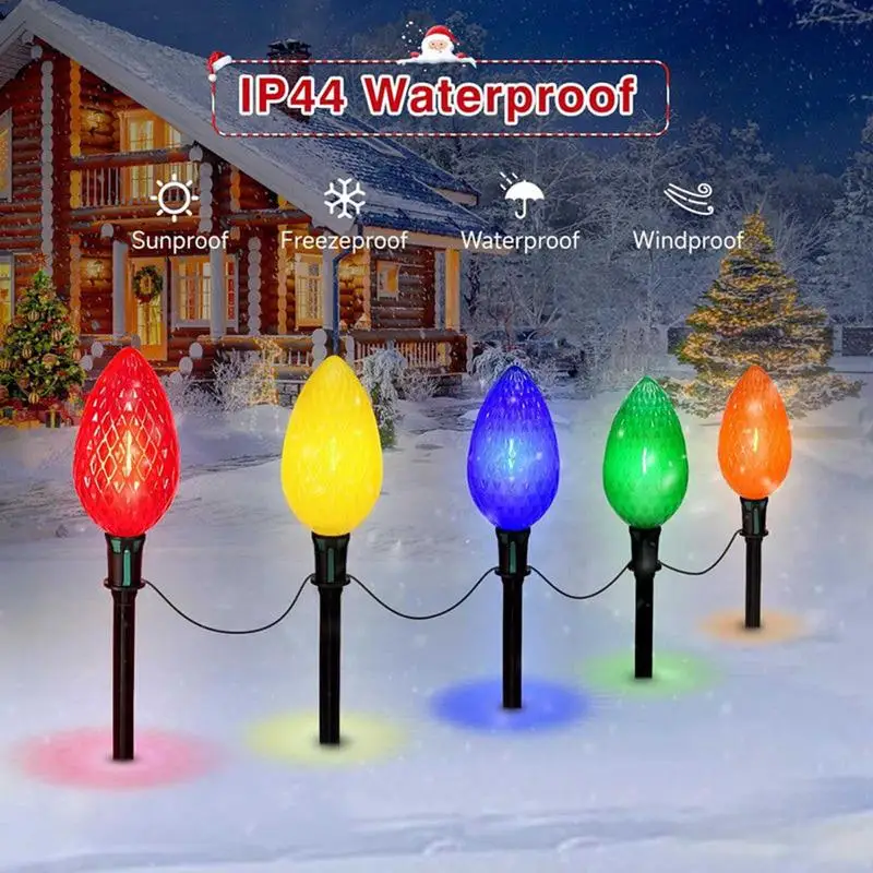 Solar Pathway Lights 5X Solar Powered Garden Pathway Lights Solar Garden Light Long Lasting Outdoor Lighted Stake Christmas