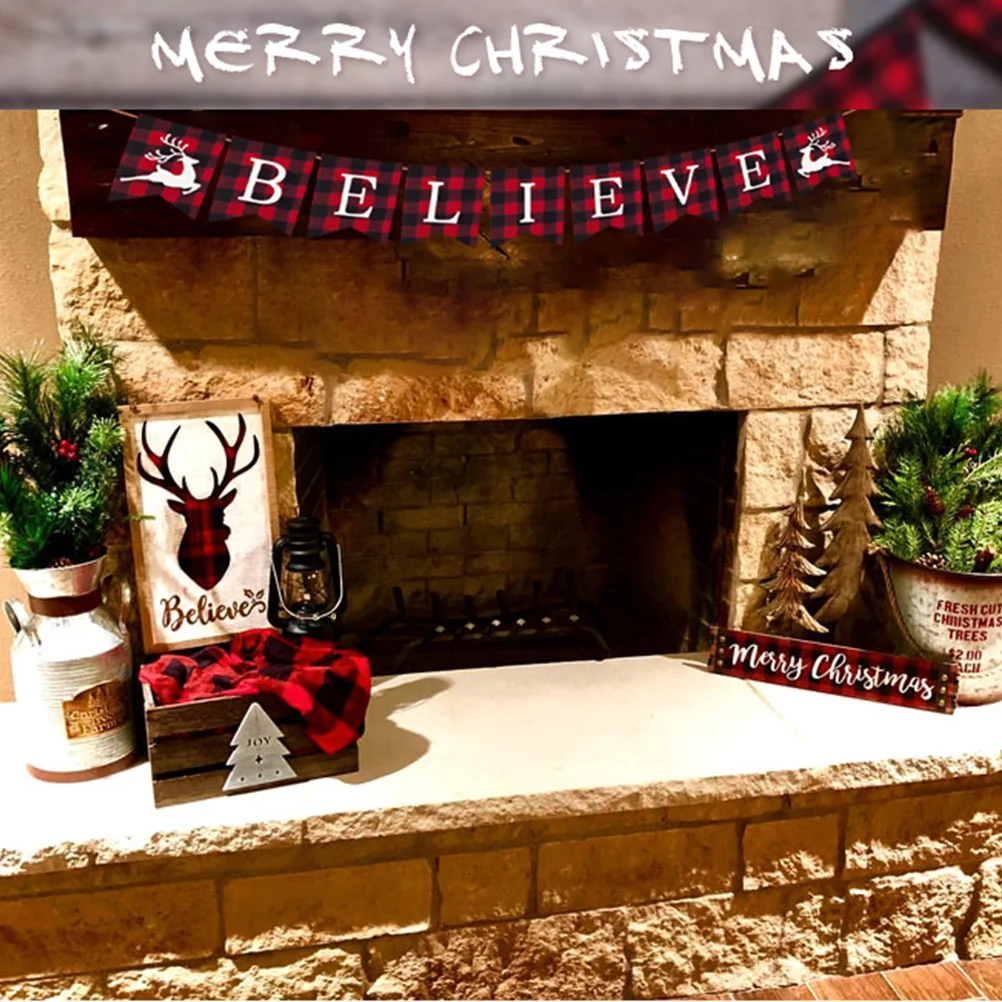 Banner de Navidad de tela, letrero de deseos dobles, decoración de fiesta, cartel colgante, letras de Navidad, bandera de cuerda, bandera festiva de Feliz Navidad