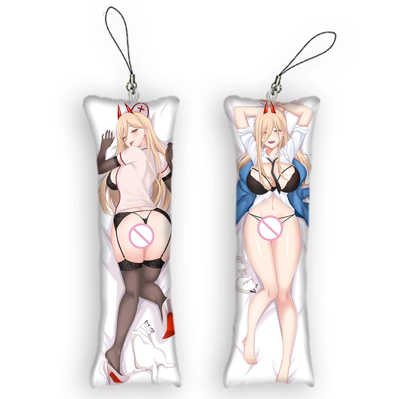 Chainsaw Man Power Mini Dakimakura Keychain Anime Double-Sided Printed Small Pillow Pendant Cute Otaku Keychain Bag Ornament