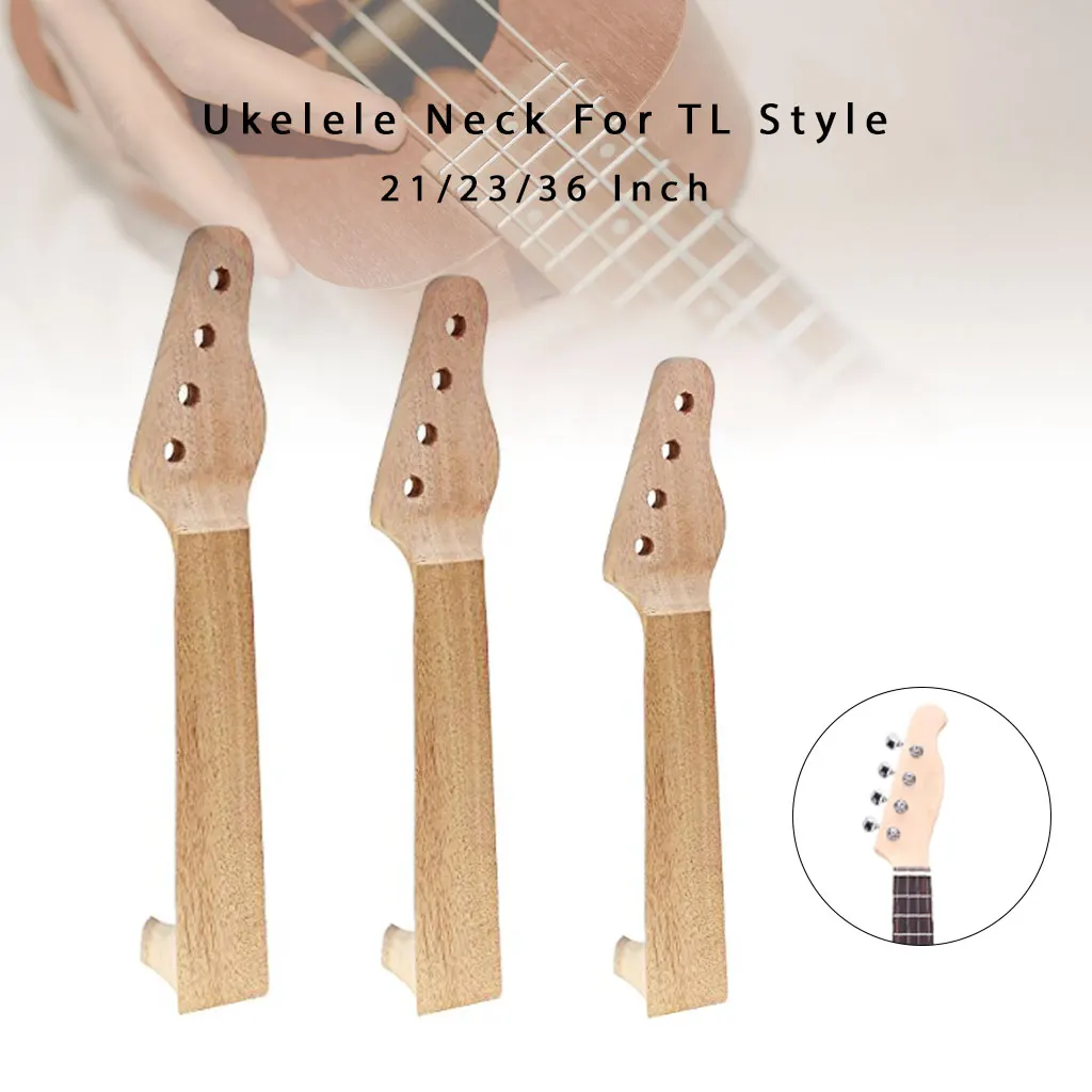 21 23 26 Inch Mahogany Ukulele Neck Electric Guitar TL Style Head Pegs Hole DIY Ukulele Making Luthier Repair Parts Accessories