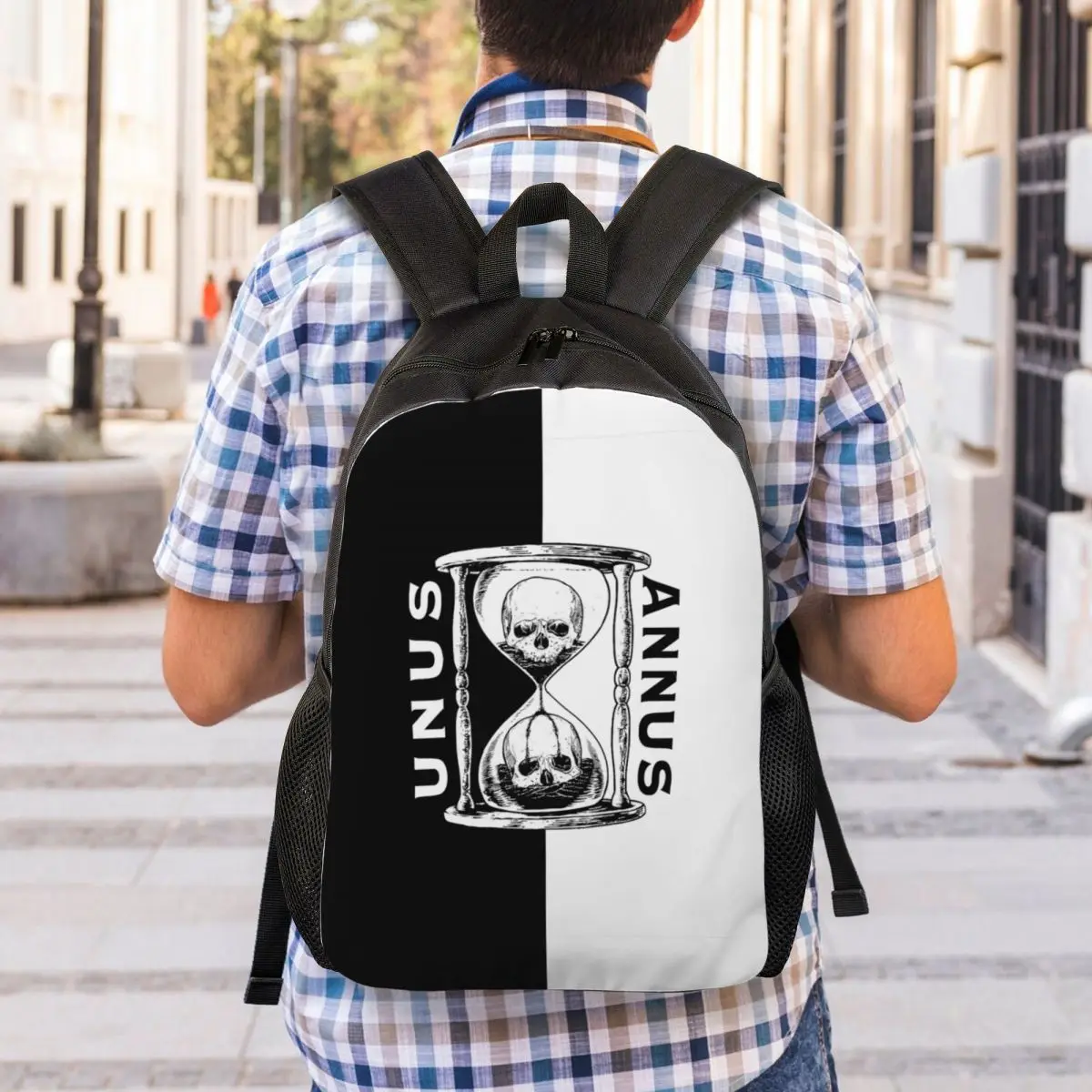 Unus Annus zaini per uomo donna resistente all'acqua School College isser Markiplier Mark Memento Mori Bag Print Bookbag