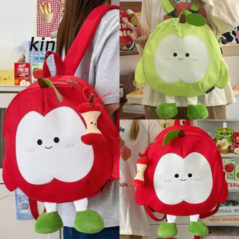 Plecak Czerwone Jabłko Y2K Skóra Kawaii Kreskówka Nylon 10 Calów Powrót do Szkoły Uczeń Wszechstronne Mini Plecaki Plecaki na Zamek Nowe