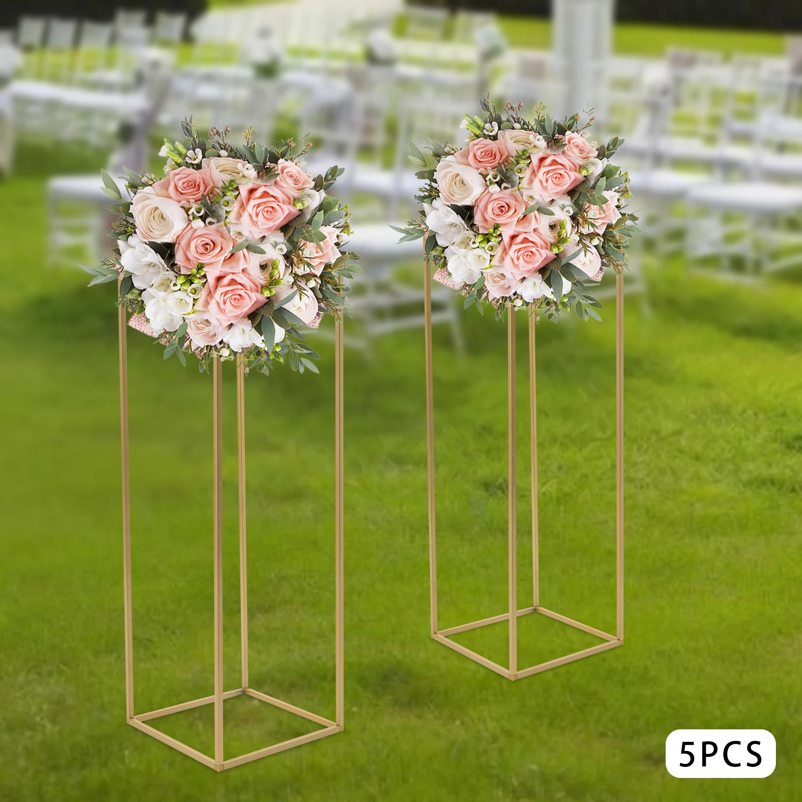 5PCS 60cm/80cm Metal Wedding Flower Vase Gold Wedding Flower Stand Wedding Table Centerpiece for Party, Events, Home Decor