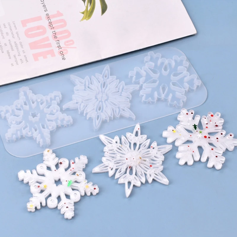 Snowflake Resin Mold Silicone Casting Diy Craft Christmas Mold Decoration Necklace Earring Pendant Keychain Resin Mold