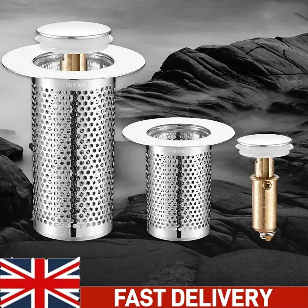 UK Stainless Steel Or Drain Filter Bounce Basin Stopper Copper Core New~