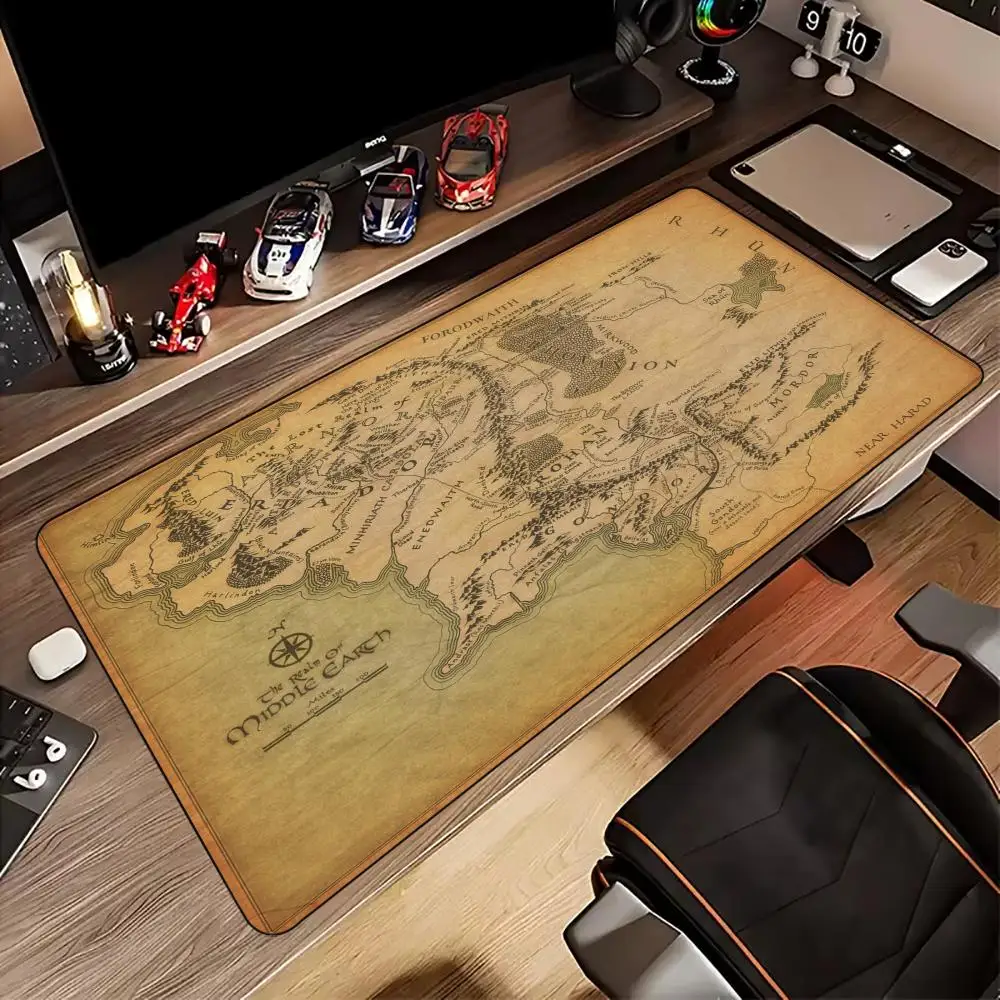 Mittelalterliche Karte, großes Mauspad, Schreibtischunterlage, Gaming-Matten, Gummi, rutschfest, langlebig, PC-Zubehör, Tastatur, erweiterte Mauspads, Teppich