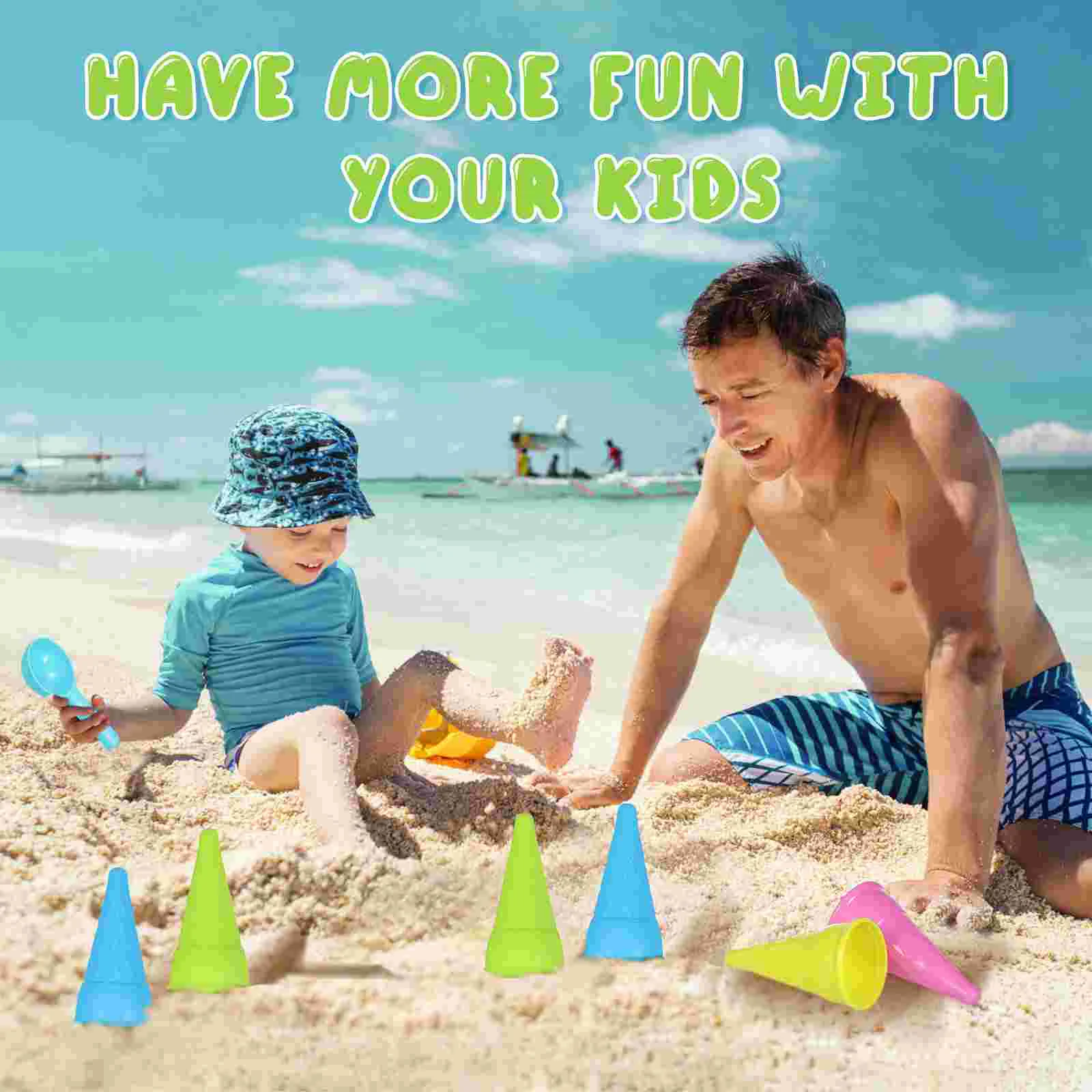 Toyandona Play House Beach Ice Cream Cone Scoop Set (لون عشوائي 5 قطعة/الحزمة) 2 عبوات للبيع ألعاب رمل للأطفال فتاة أطفال طفل