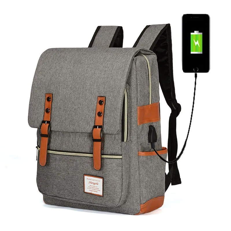 Waterproof Backpacks Vintage Unisex mochila escolar Men Travel Bag USB Charging School Books 16 Inch Laptop Backpack Mochila