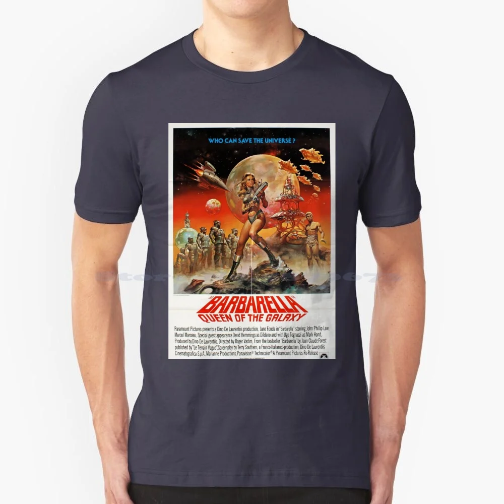 Original Barbarella Movie Poster T Shirt 100% Cotton Tee Barbarella Queen Of The Galaxy Paramount Pictures Jane Fonda Calssic