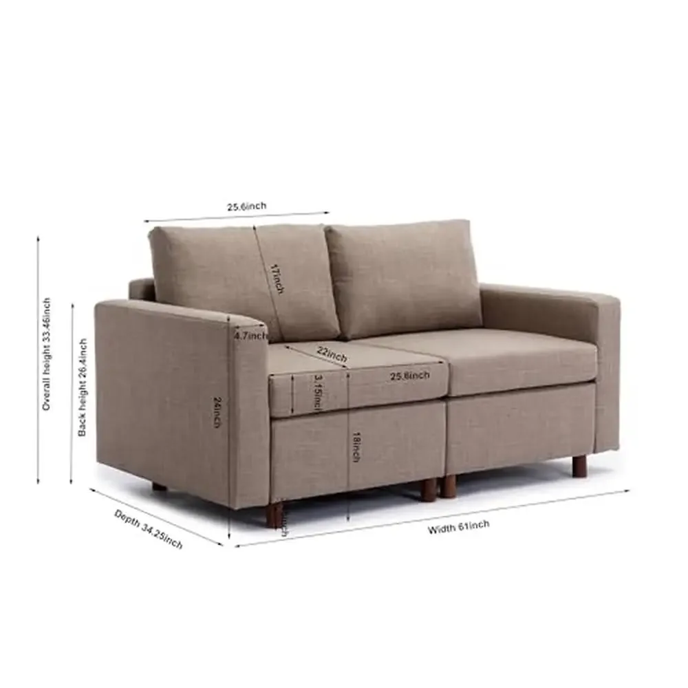 Convertible Modular Sectional Sleeper Couch Sofa Bed Living Room High Quality Fabric Sturdy Wood Frame Flexible Combination Easy