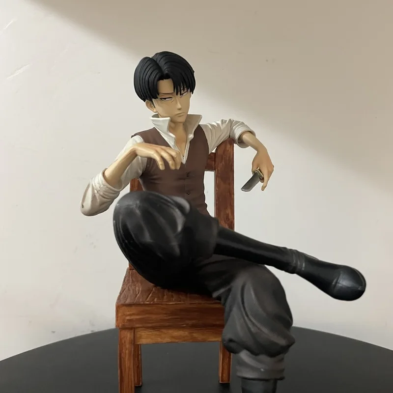 Attack On Titan Levi Ackerman Sitting Figure With Chair Boxed Anime Collectible Desktop Pc Case Tabletop Ornament For Gifts view 2