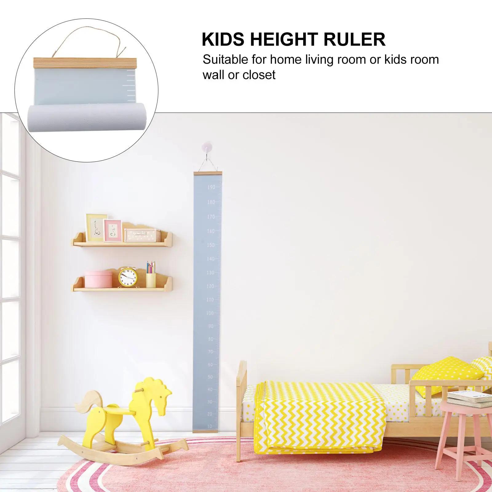 Children's Height Ruler Canvas Chart Removable Kids Measurement Pine Wood Hanging Furniture Decoration Sticker