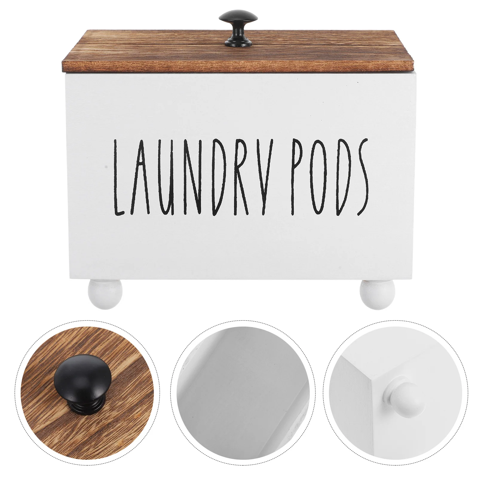 

Laundry Pod Container Wooden Box with Lid Rustic Farmhouse Laundry Room Organization Storage Dispenser Holder Bathroom Organizer