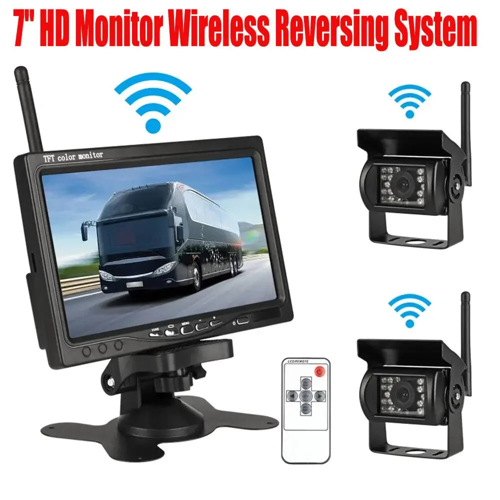 

2x Wireless Car Backup Camera w/ 7" Monitor Kit for Motorhome Truck Bus Trailer