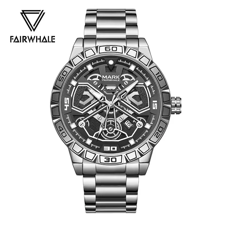 

Мужские кварцевые часы Mark Fairwhale 5940: элегантные, с люминесцентным календарем, водонепроницаемые, с ремешком из нержавеющей стали, деловые и модные часы для мужчин