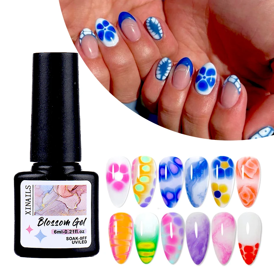 Esmalte de Gel floreciente transparente UV LED Soak Off, esmalte de uñas de 6ml para efecto de extensión de flores, esmalte de uñas de mármol, barniz de pintura en Gel