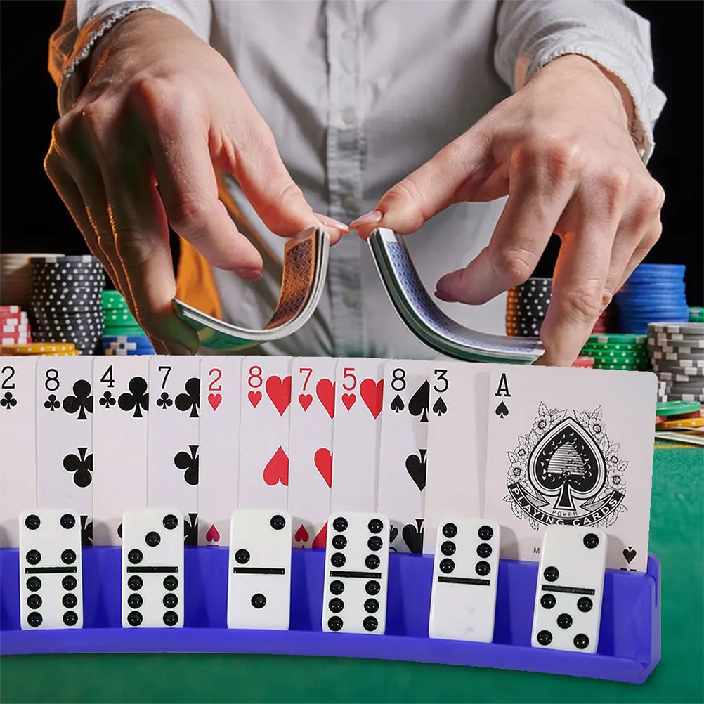 2pcs Dominoes Rack Playing Card Holder Base Multifunctional Game Accessory Lightweight Portable Gaming Cards Stand Storage