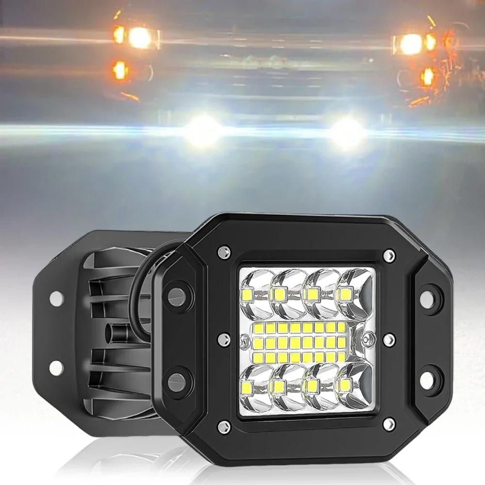 

2PCS Flush Mount Led Light Bar Spot Flood Combo LED Work Light Bright LED Pods Off Road Backup Fog Lights for Truck ATV UTV4x4