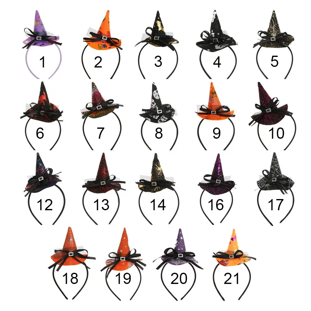 Pumpkin Witch Hat Festival Skull Headband Props Point Cap Halloween Headband Performance Props Decor Headwear Party Hairband