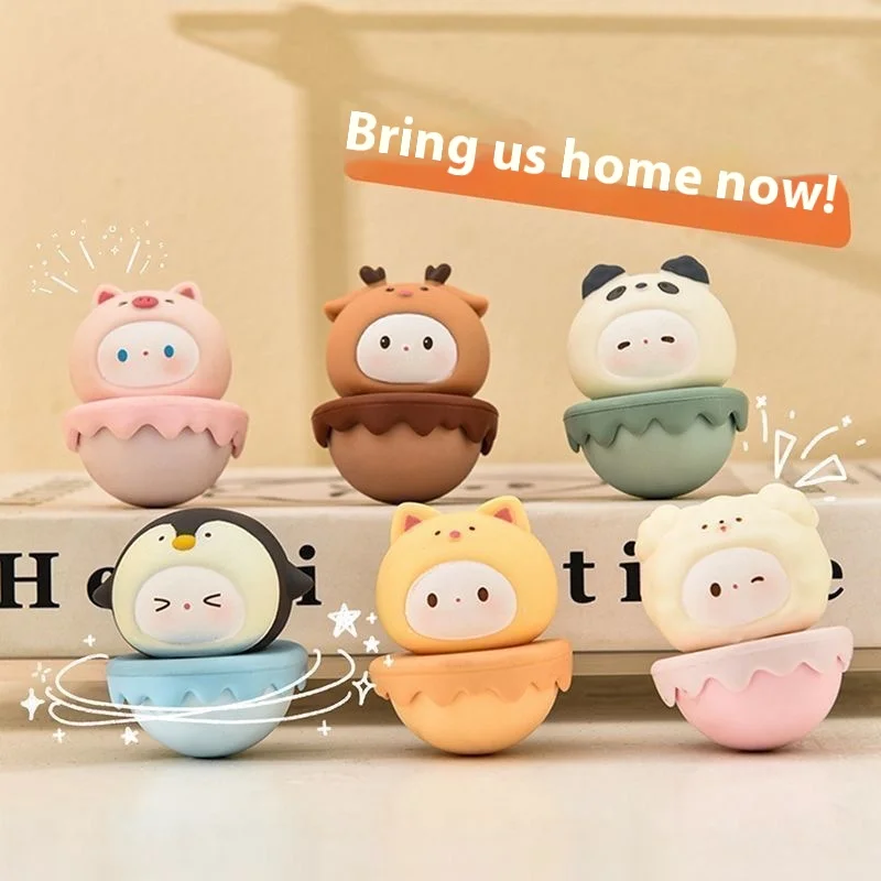 

6pcs Mini Cute Tumbler Healing Emotions Office Desktop Ornament Creative Home Decoration Accessories Decompression Model Gift