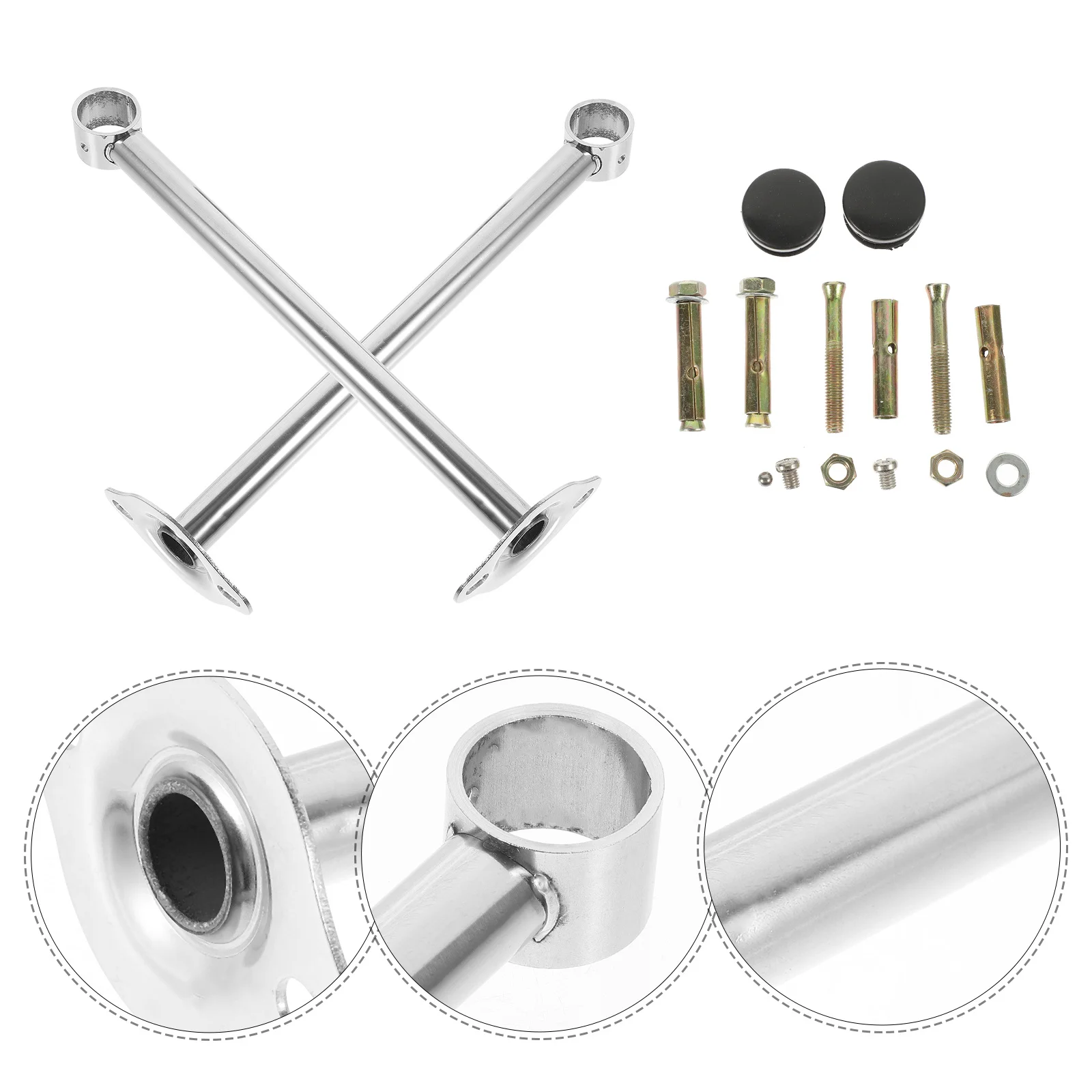 

2Pcs 32mm Thicken Stainless Steel Closet Rod Bracket Easy Install Clean for Bathroom Kitchen Balcony Rod,round