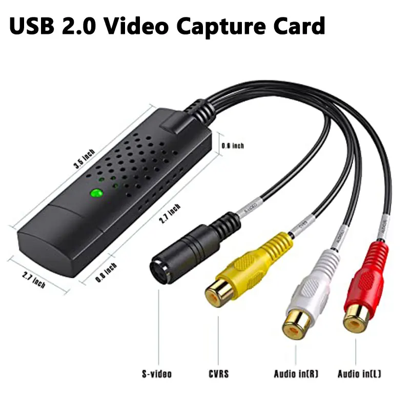 USB2.0 Audio Video Capture Card Analog Video To Digital Format Audio Video DVD VHS Record Capture Card PC Adapter With USB Cable