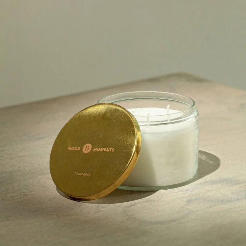 شمعة شمع جرة زجاجية من خشب الماهوجني مع 3 فتائل شمعة عطرية معطرة لديكور المنزل هدية لها