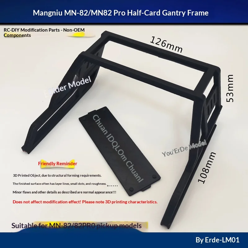 3D Printed RC Roll Cage Upgrade Parts For MN MN82 MN82 Pro RC Pickup Truck Modification Accessories