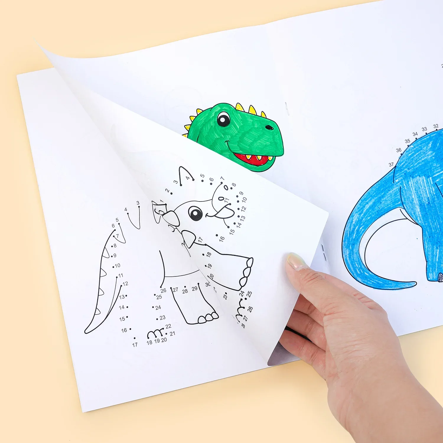 2-in-1 Jumbo Dot To Dot and Draw Activity Book - Connect The Dots To Create Dinosaurs, Tracing, Coloring, Counting Practice Book