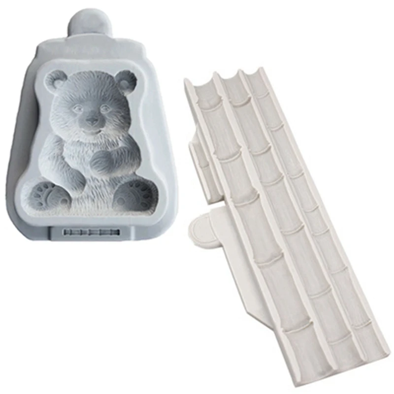 Bambu panda silicone molde fondant bolo decoração molde ferramentas de cozimento de chocolate utensílios de cozinha para bolos