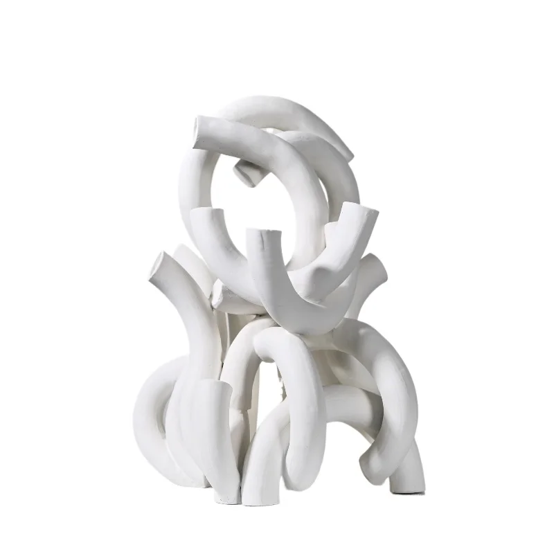 

Simple Modern Minimalist White Geometric Elbow Curve Soft Ornament Model Room Resin Abstract Special-shaped Ornament