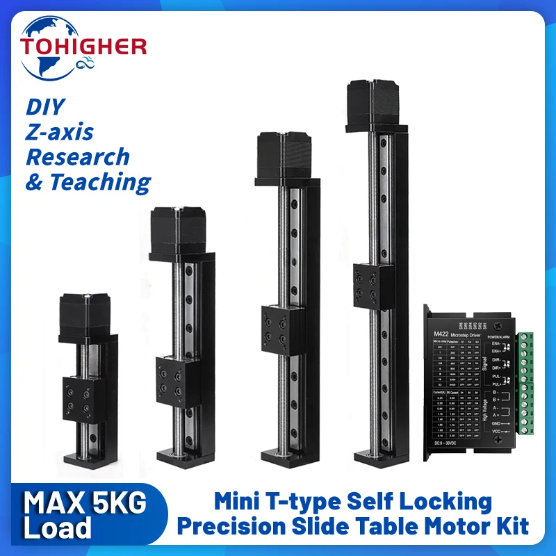 Linear Motor Kit T-type Self-Locking Mini Z Axis Sliding Table Linear Guide Table Linear Guide Stage Motion Stage for DIY Laser